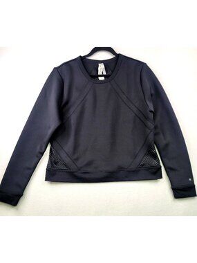 Fabletics Mesh Neoprene Panel Long Sleeve Sweatshirt XL Black Athletic Grunge